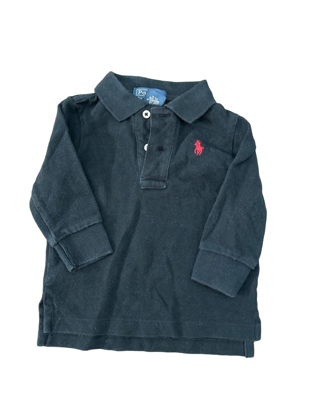 Polo by Ralph Lauren Black Long-Sleeve Polo with Red Pony